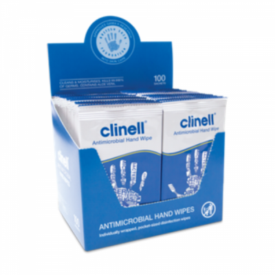 Clinell Antimicrobial Hand Wipes Individuals Pk100