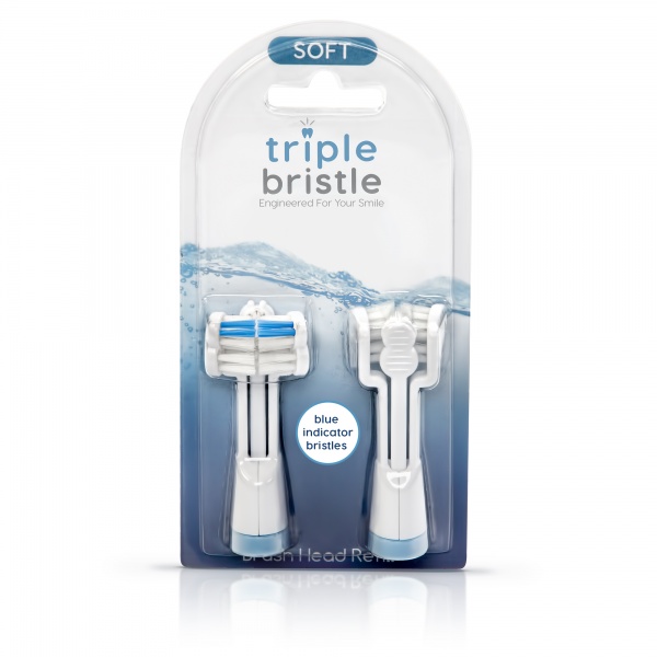 Triple Bristle - Brush Heads Blue  (Pk 2)