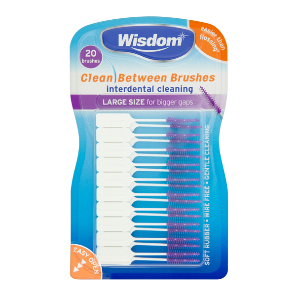 Wisdom Clean Between Brushsticks Large (Purple), Pack of 20